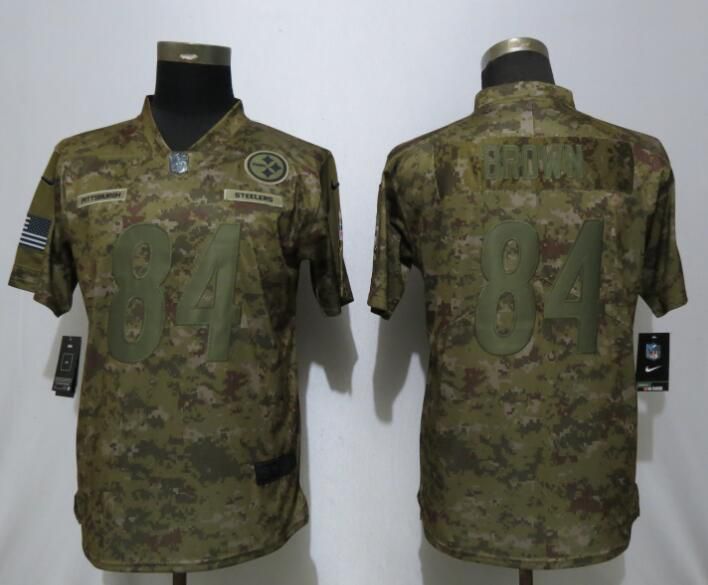 Women Pittsburgh Steelers #84 Brown Nike Camo Salute to Service Limited NFL Jerseys
